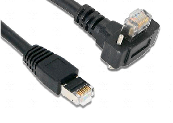 China Halogen - Free Double Ended Cable Down Angle RJ45 Vertical With Screw Orientation supplier