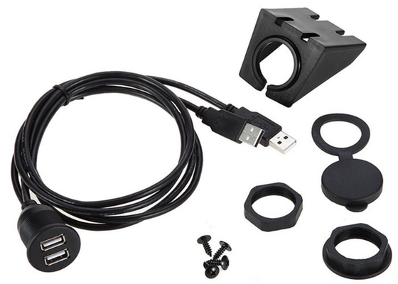 China Car Dashboard Flush Mount Dual USB 2.0 Extension Cable For Date Transfer supplier