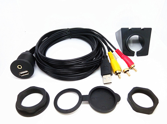 China Copper Cable Conductor usb and 3RCA Car dashboard Usb Data Cable Custom Length With Mounting Panel supplier