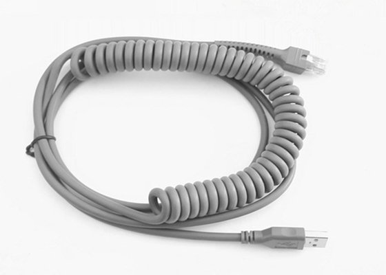 China 9ft 3M Coiled Symbol Barcode Scanner Cable For LS2208 LS2208AP LS4278 supplier