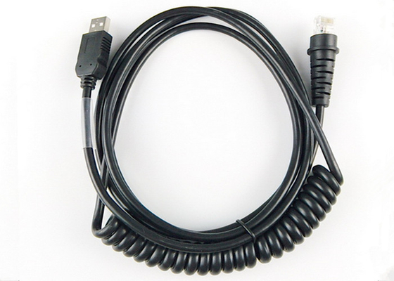 China Black Color Barcode Scanner Cable Copper Conductor 26 AWG Wire Gauge With Chip supplier