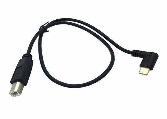 China 50 CM Right Angle type C to Type B USB Data Cable Customized Logo PE Low Density Pre Mold supplier