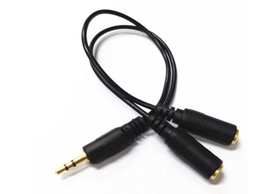 China Gold Plated Y Splitter Cable / Audio Video Cable Right Angle 3.5 Mm Diameter supplier