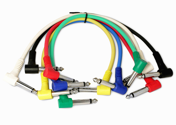 China Colorful 6pcs Audio Visual Cables , Electric Guitar Cable 90 Degree 6.35mm supplier
