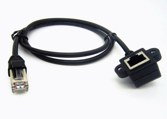 China Gold Plated Network Data Cable 90 Degree Female Mount Panel With Screw Cable supplier